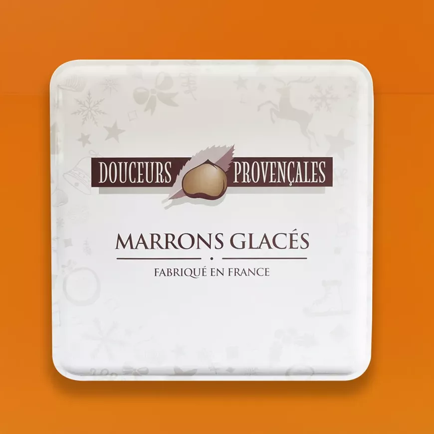 Assortiment de marrons dans un coffret en métal idéal pour les fêtes de fin d'année