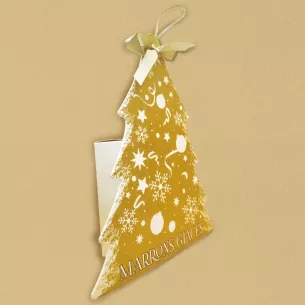 boite de collection cadeau en forme de sapin paillette or